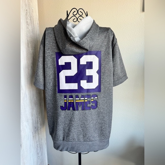 NBA Gray LeBron James #23 Fleece Hoodie - Picture 2 of 8